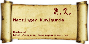 Maczinger Kunigunda névjegykártya
